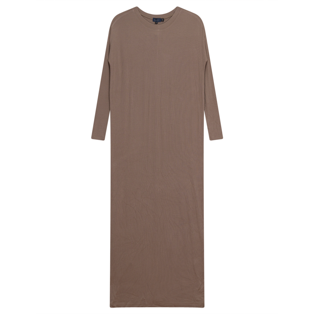 Rib Midi Dress Beige