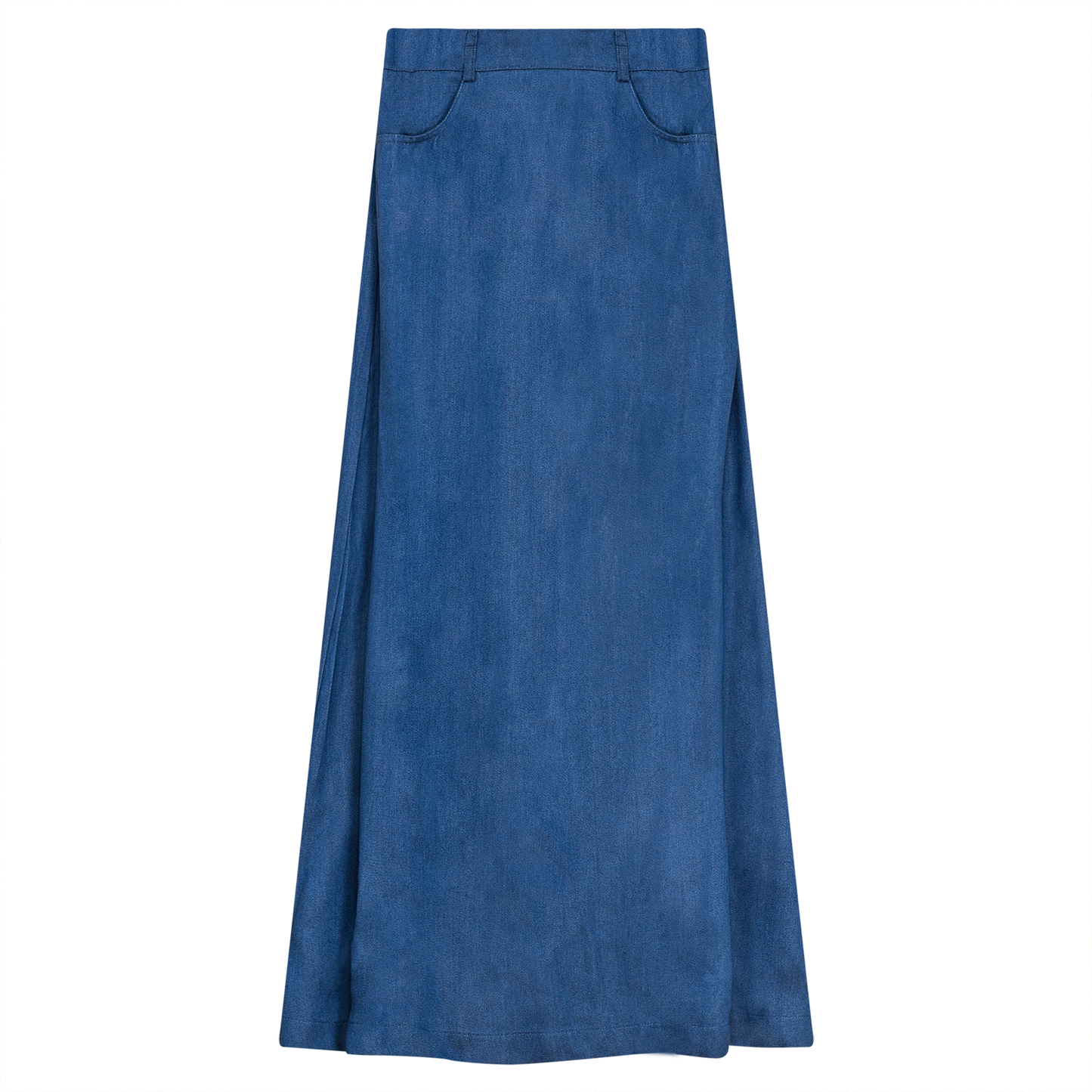 A-Line Detailed Maxi Skirt Chambray