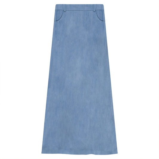 A-Line Detailed Maxi Skirt Light Denim