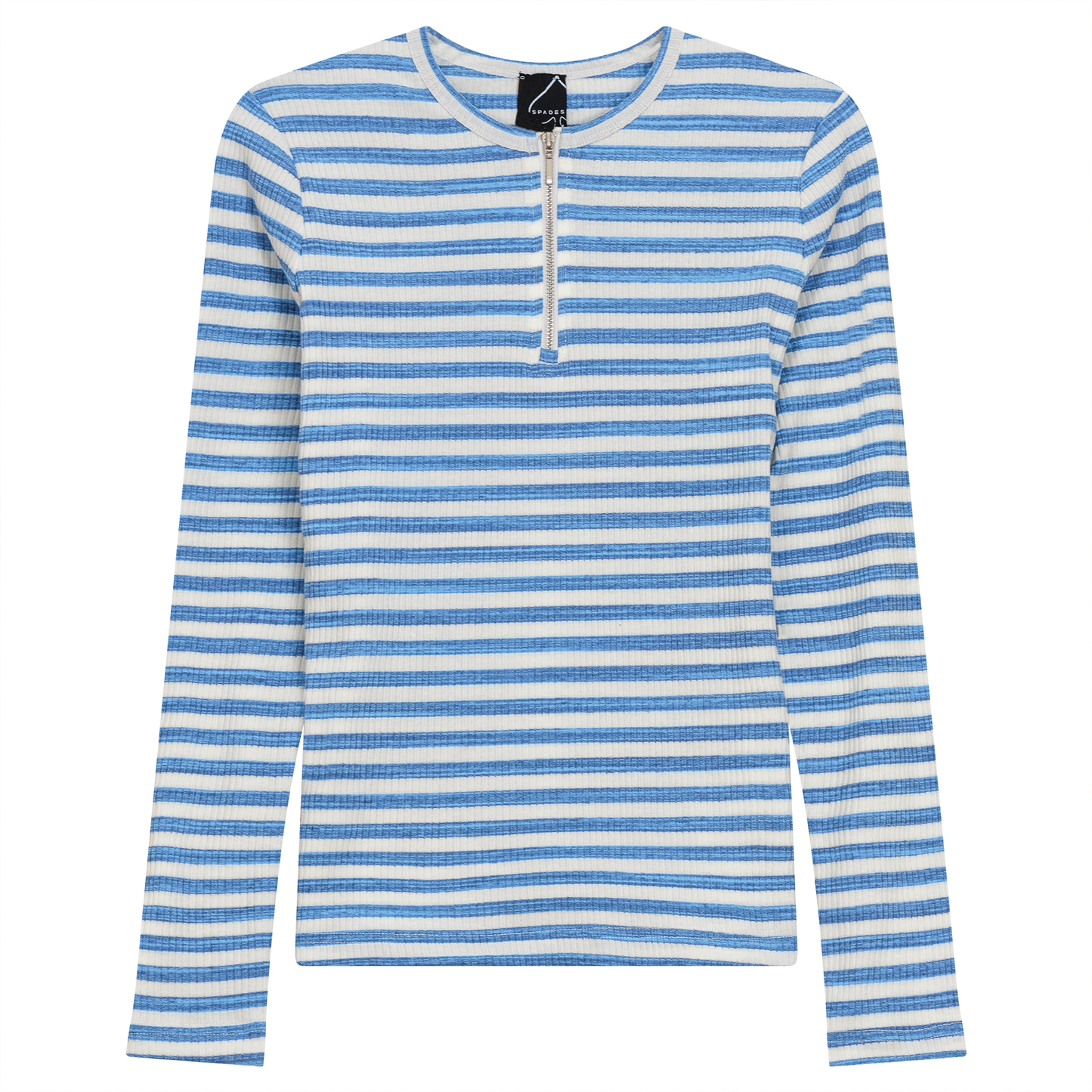 Wash Striped Henley Top Denim Blue