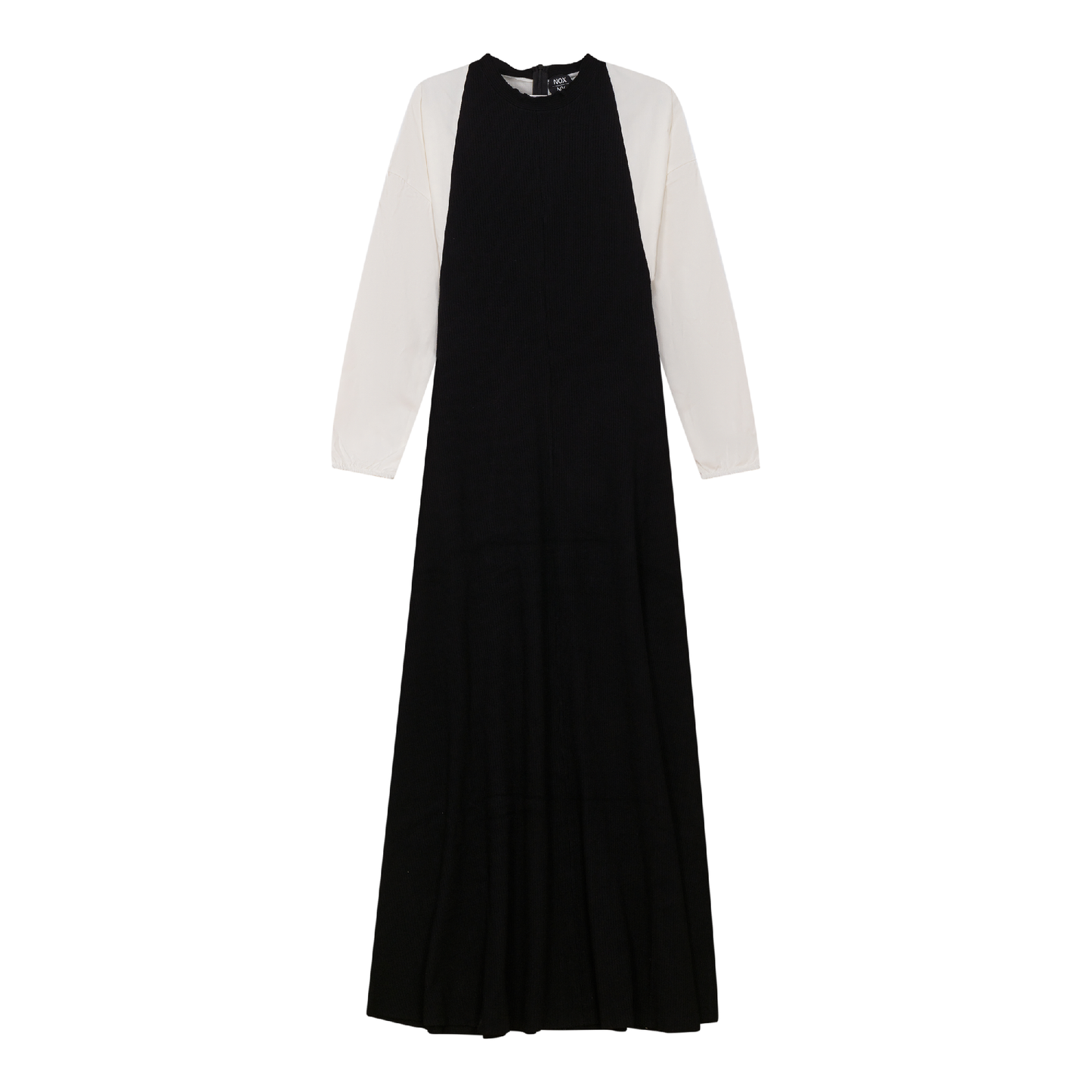 Knit Woven Maxi Dress Black White
