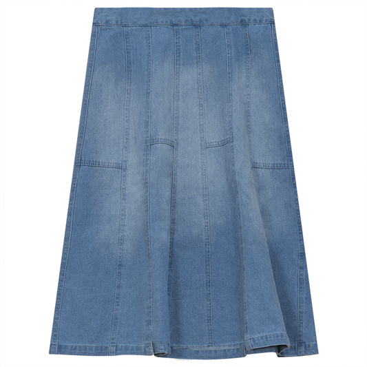 Denim Short Flare Skirt Denim Wash
