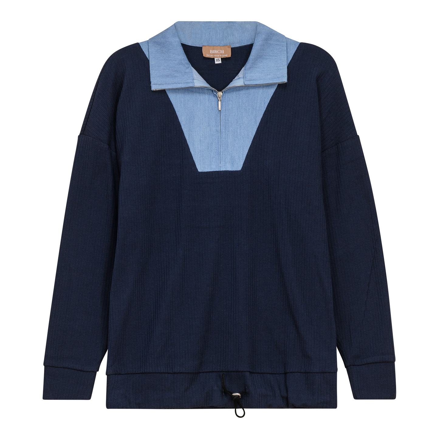 Maternity Henley Bungee Contrast Top Dark Denim