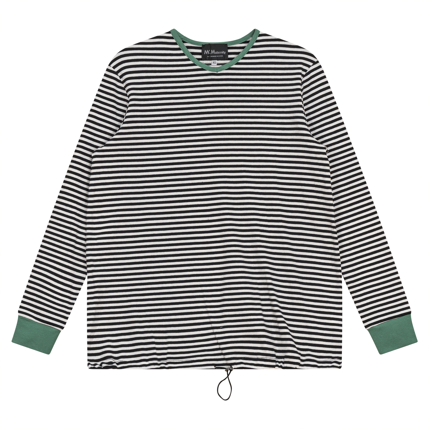 Maternity Striped V Neck Top Black Mint