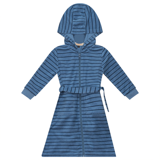 Stripped Terry Robe Blue Willow Denim