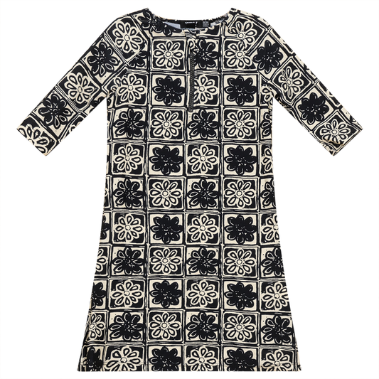 Printed Swim Dress Black White