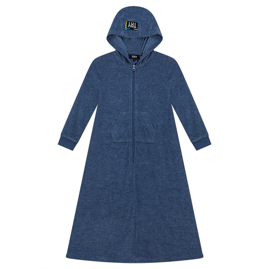 Star Crochet Terry Robe Denim Mix