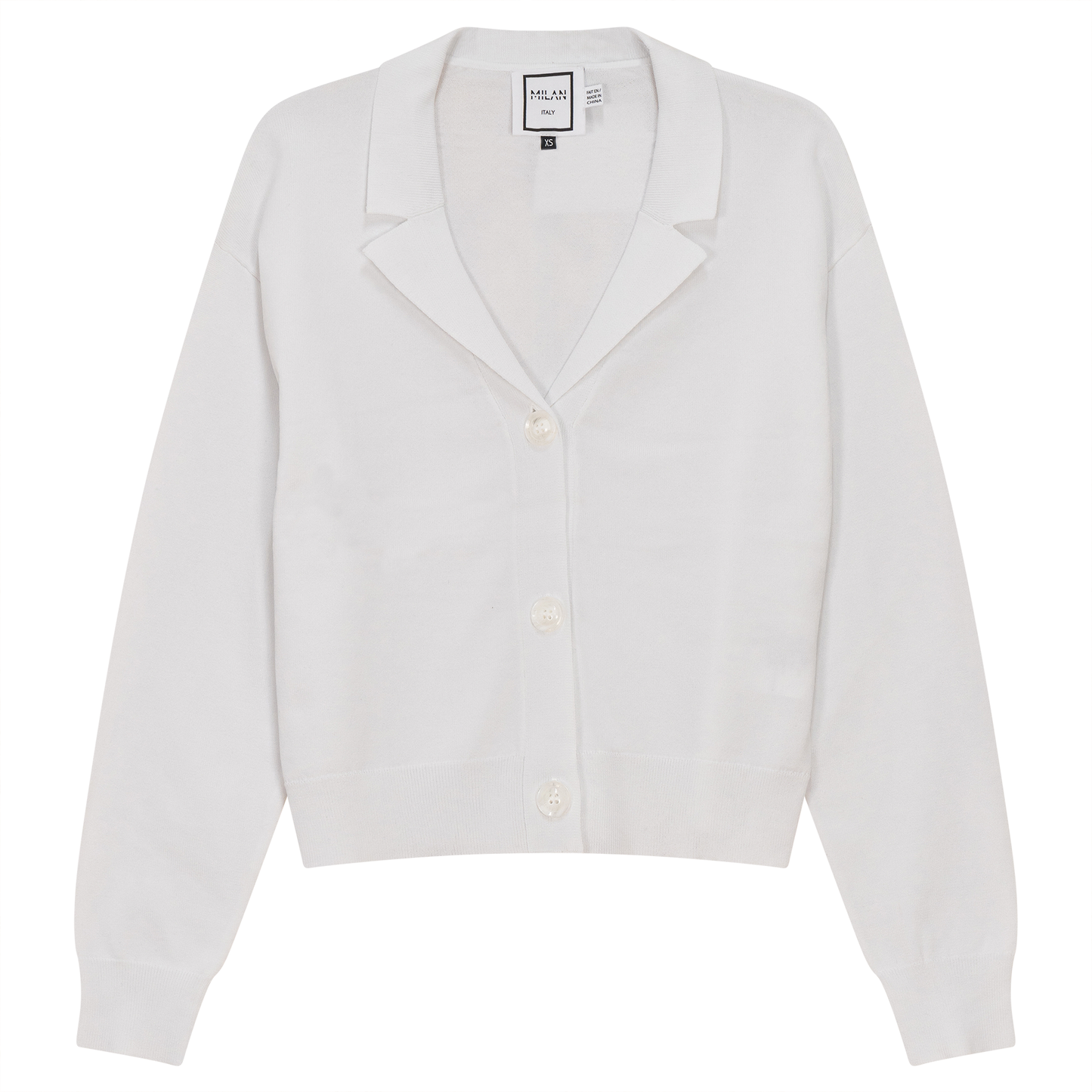 Cropped Knit Cardigan White