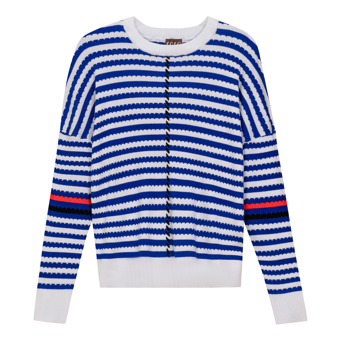 Chevron Stripped Thin Knit Sweater White Light Sapphire