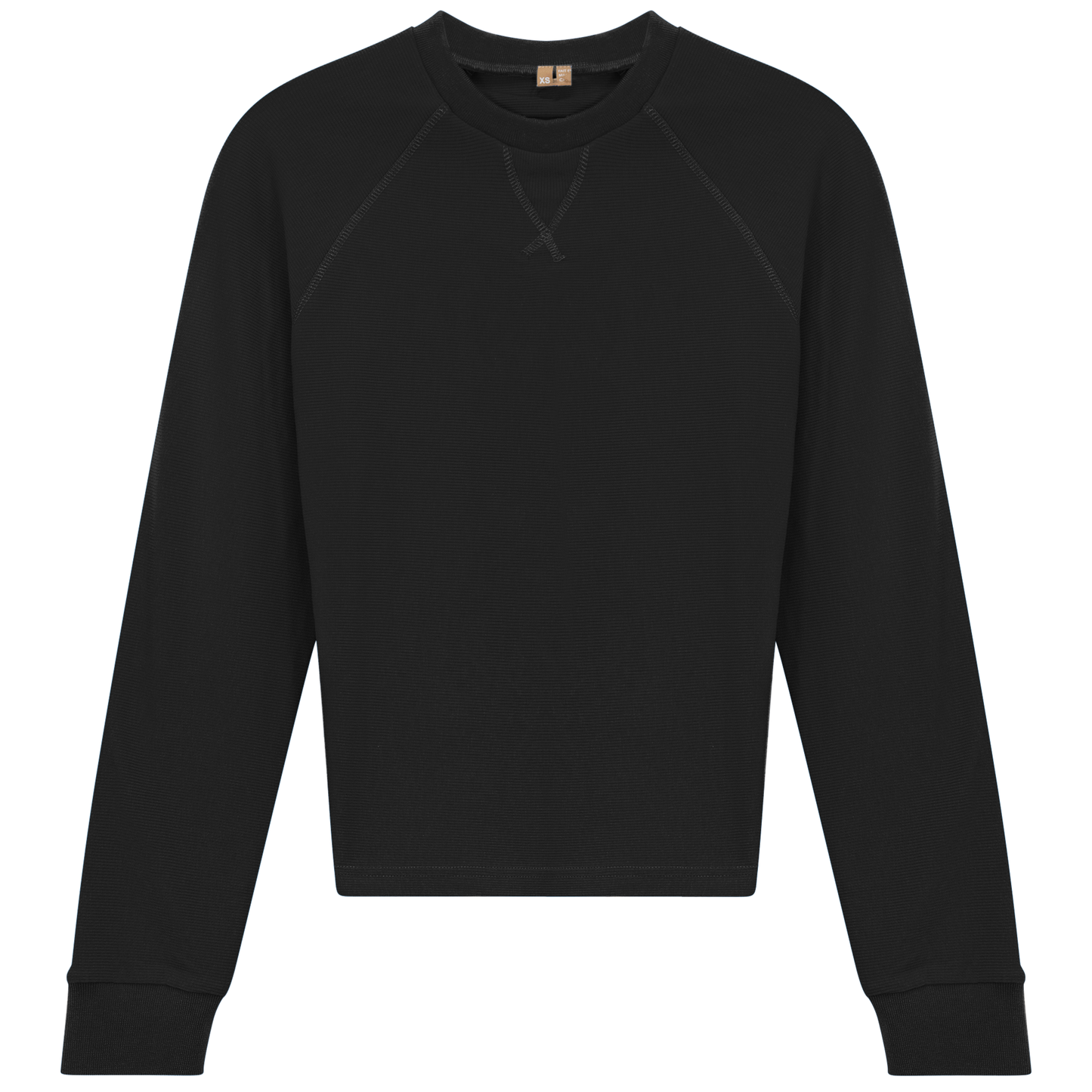 Raglan Sleeves Ribbed Tee Black