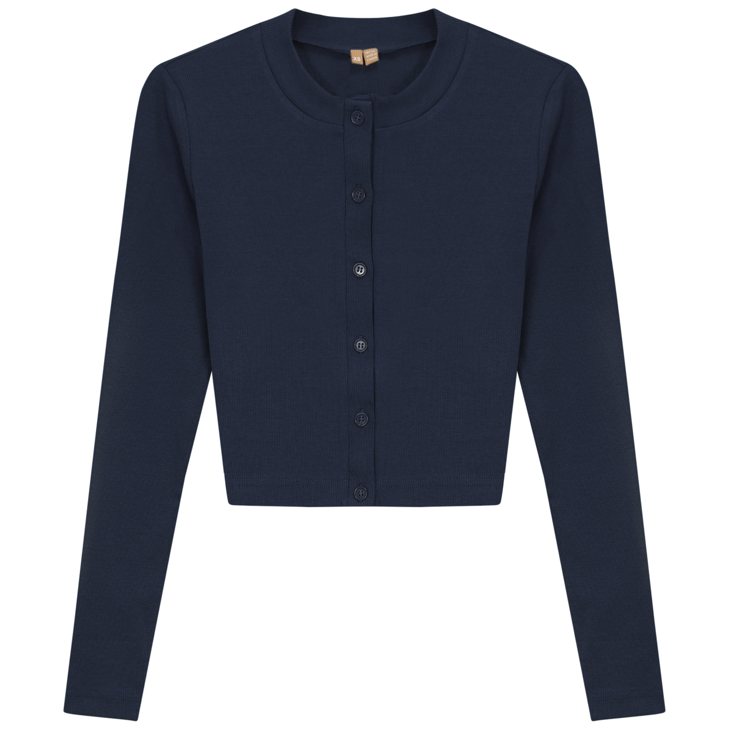 Ribbed Cropped Cardigan Dark Navy