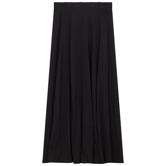 Ribbed Midi Panel Skirt Black