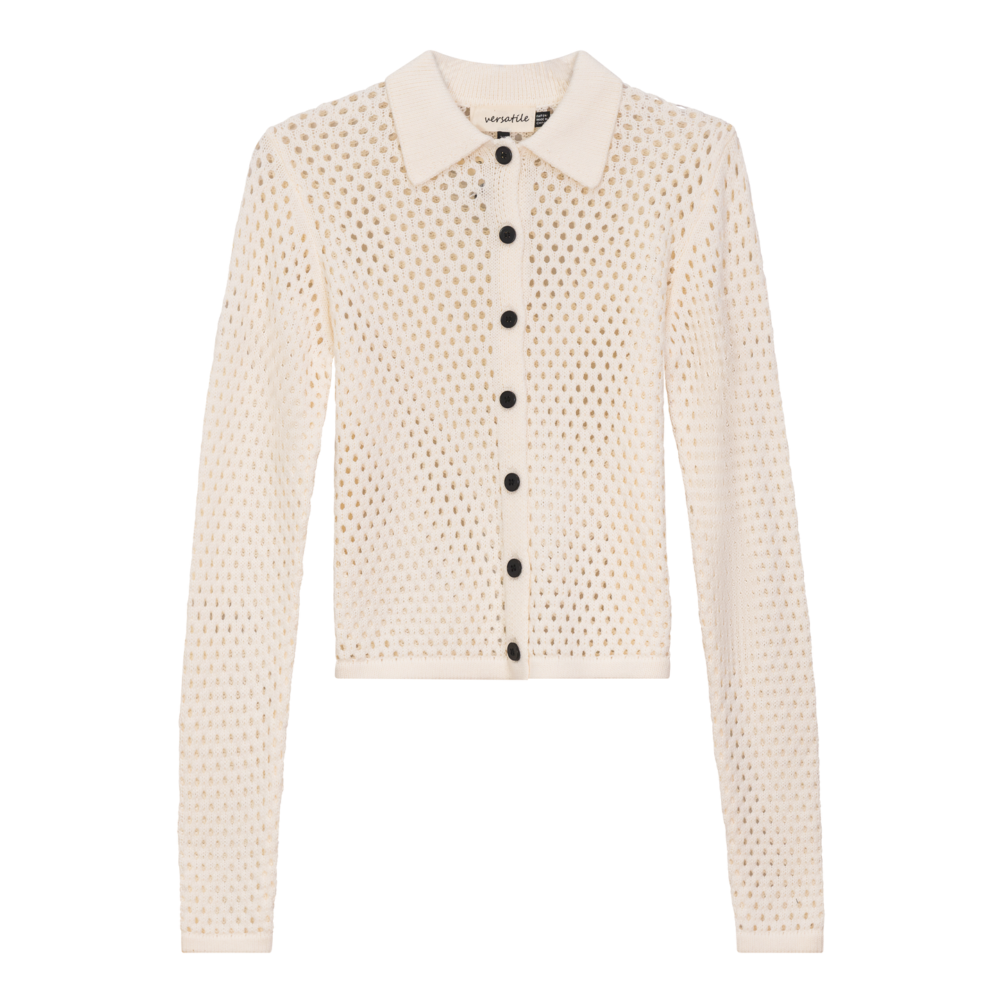 Cropped Crochet Sweater Cream