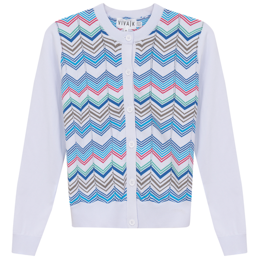Crochet Multicolor Cardigan White Multi