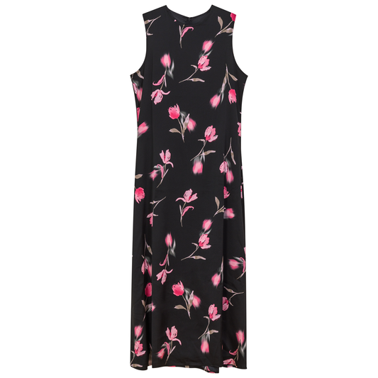 Printed Chiffon Jumper Black Pink