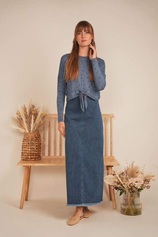 Cherry Floral Printed Tie Tee