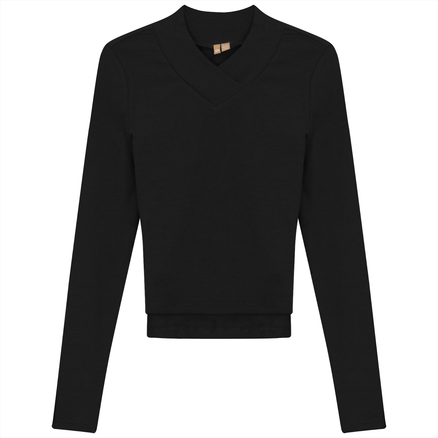 Cropped V Neck Tee Black