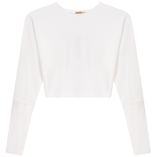 Cropped Ribbed Sweater White