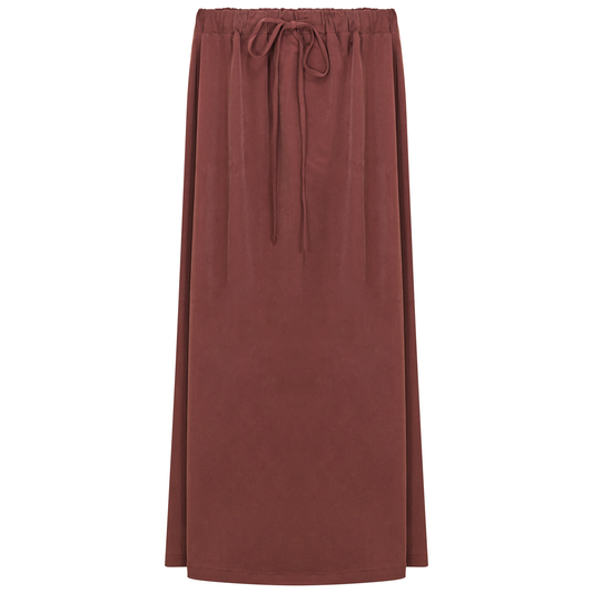 Cotton Midi Drawstring Skirt Champagne