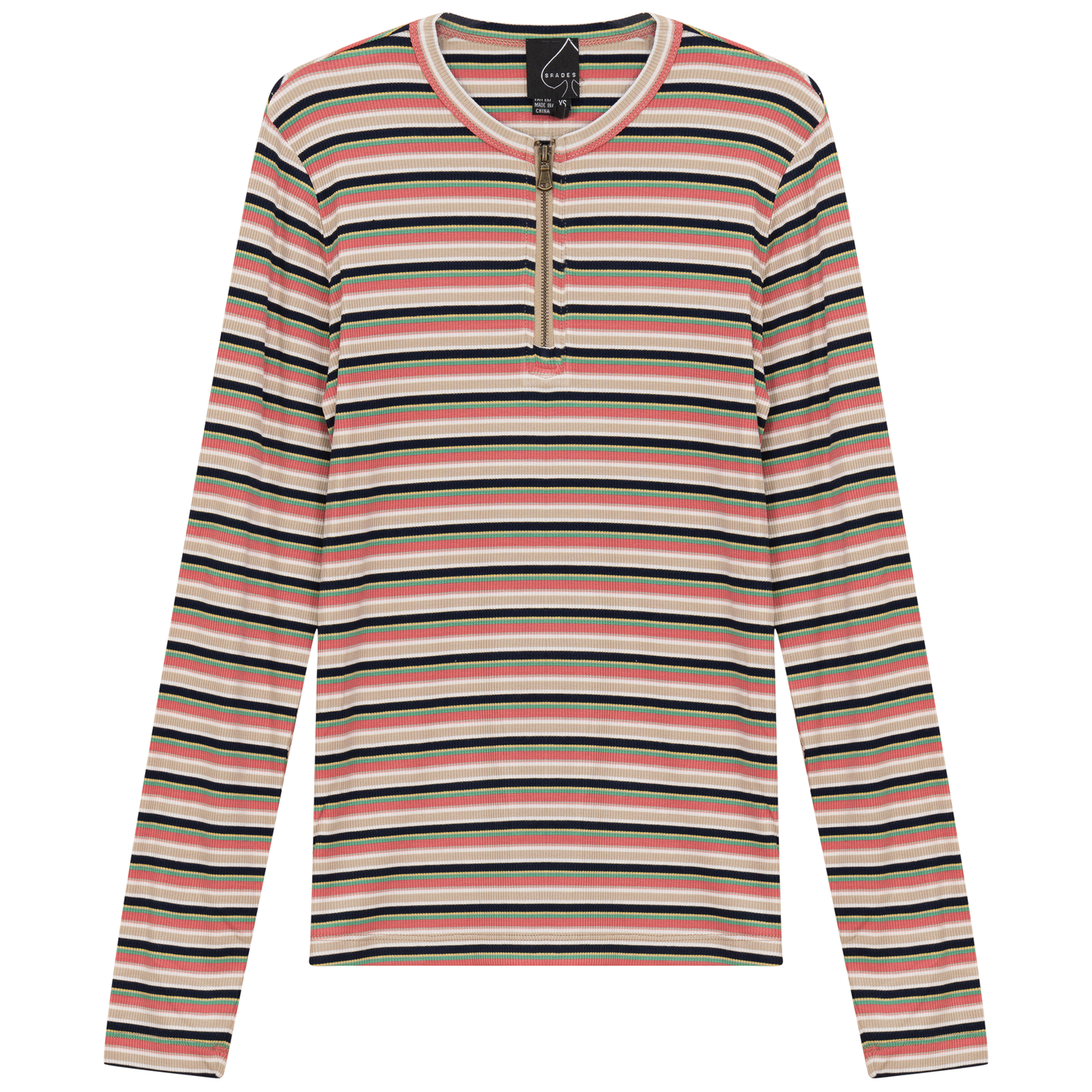 Ribbed Striped Henley Tee Black Coral