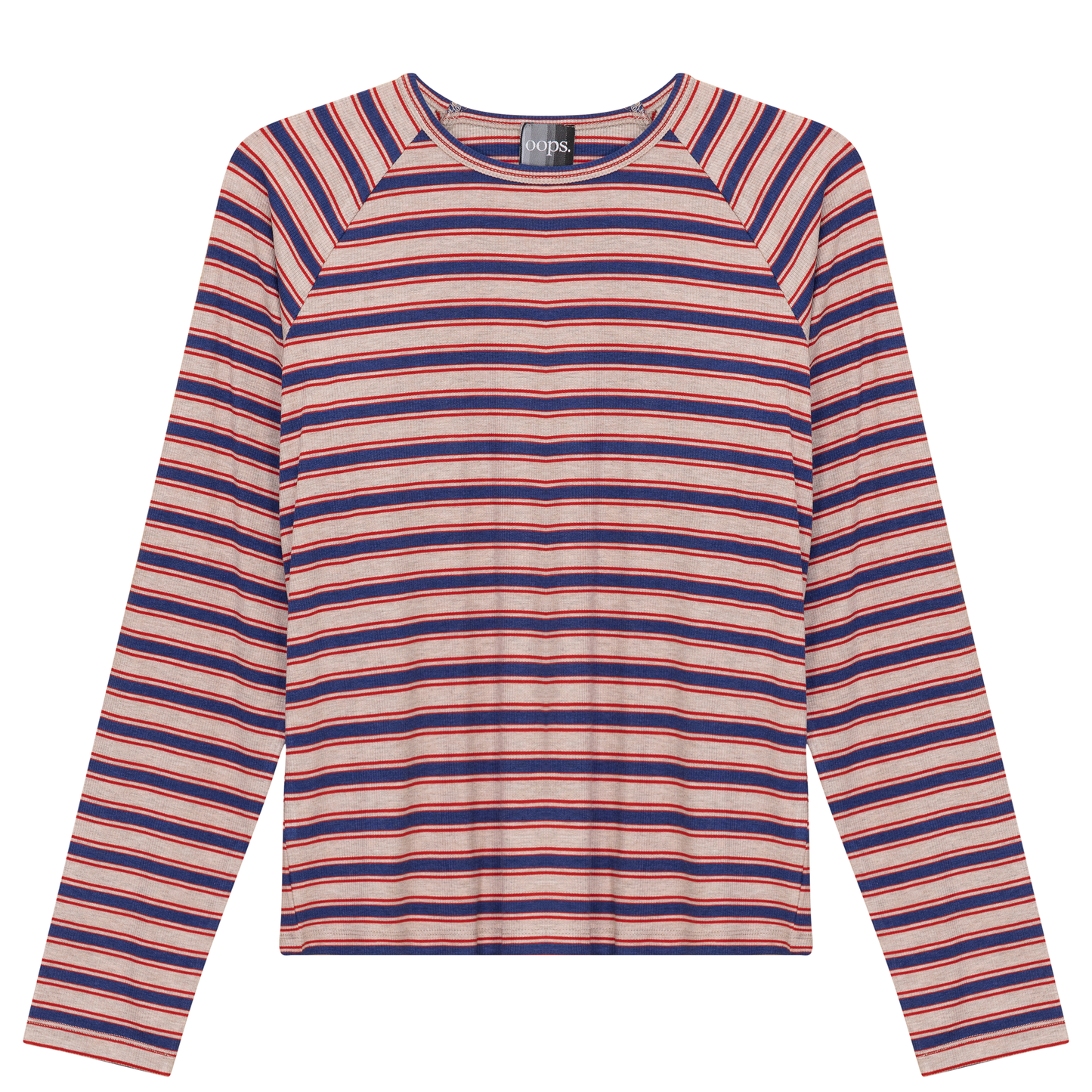 Raglan Sleeve Striped Tee Denim Stone