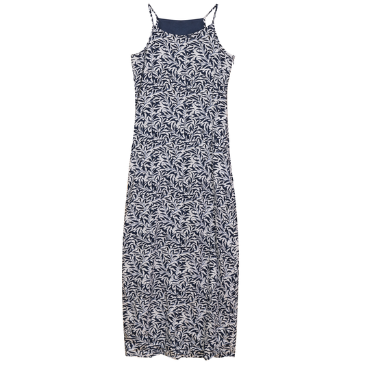 Printed Linen Maxi Jumper Navy White
