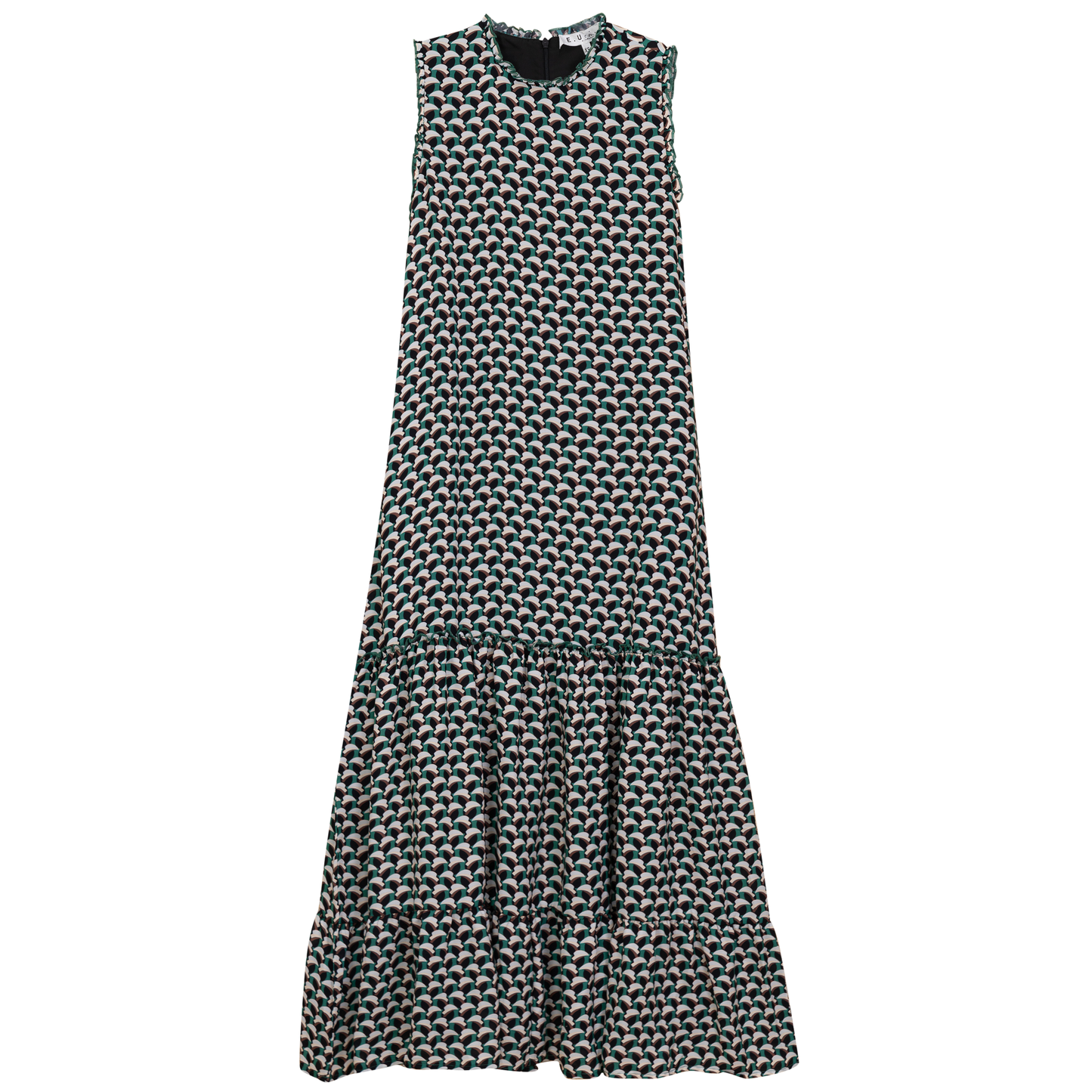 Printed Chiffon Tiered Jumper Green