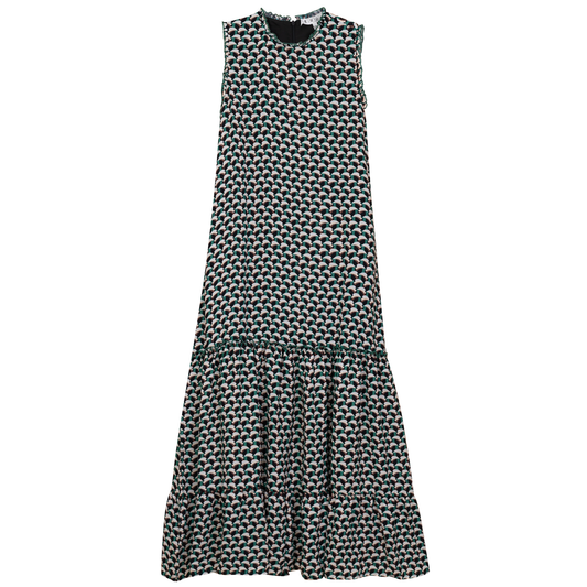 Printed Chiffon Tiered Jumper Green