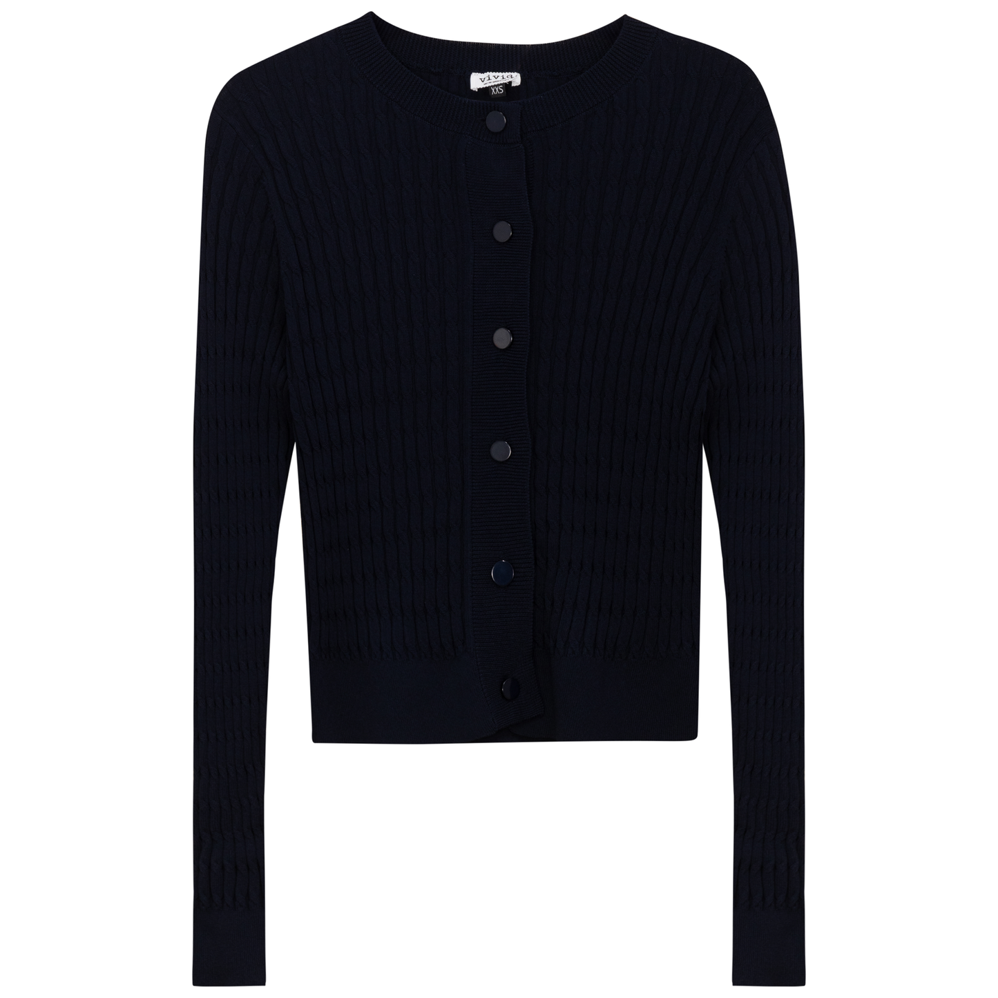 Cropped Cable Knit Cardigan Dark Navy