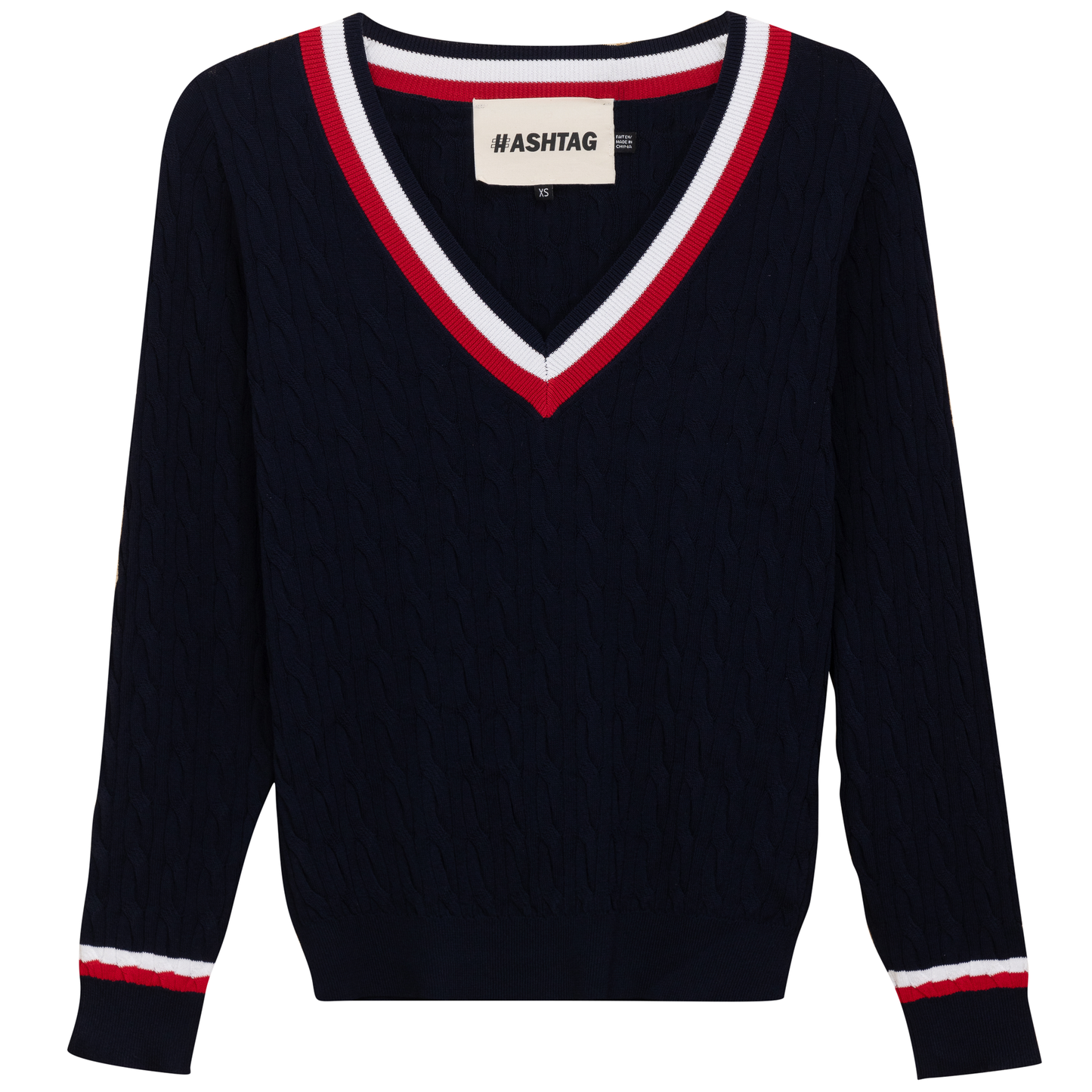 V Neck Cable Sweater Dark Navy