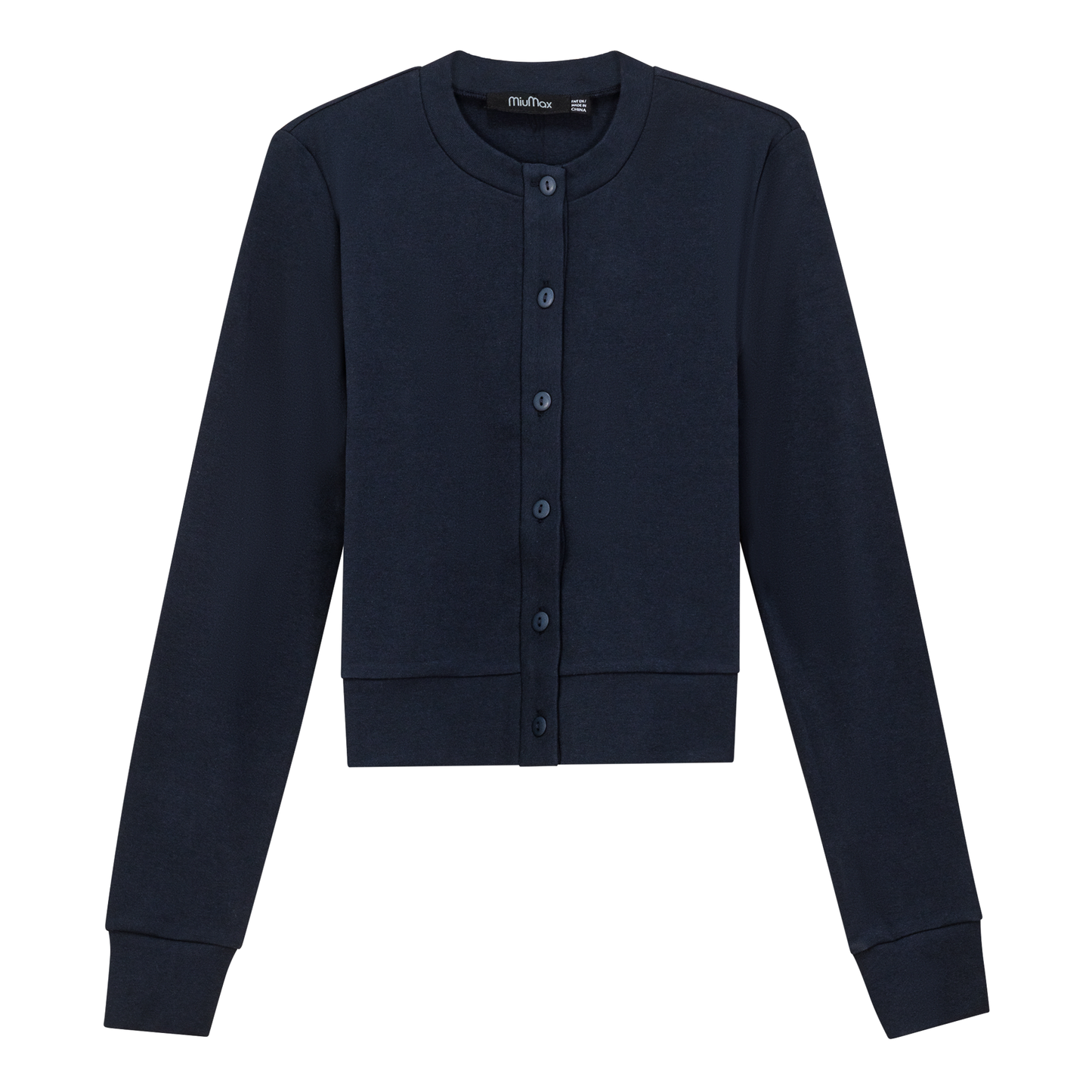 Cropped Ribbed Cardigan Dark Denim