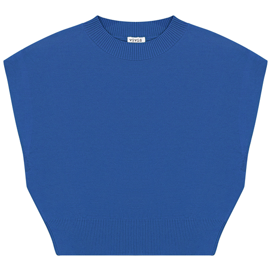 Cropped Knit Vest Medium Denim