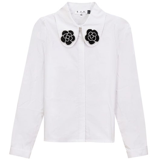 Dressy Applique Blouse White
