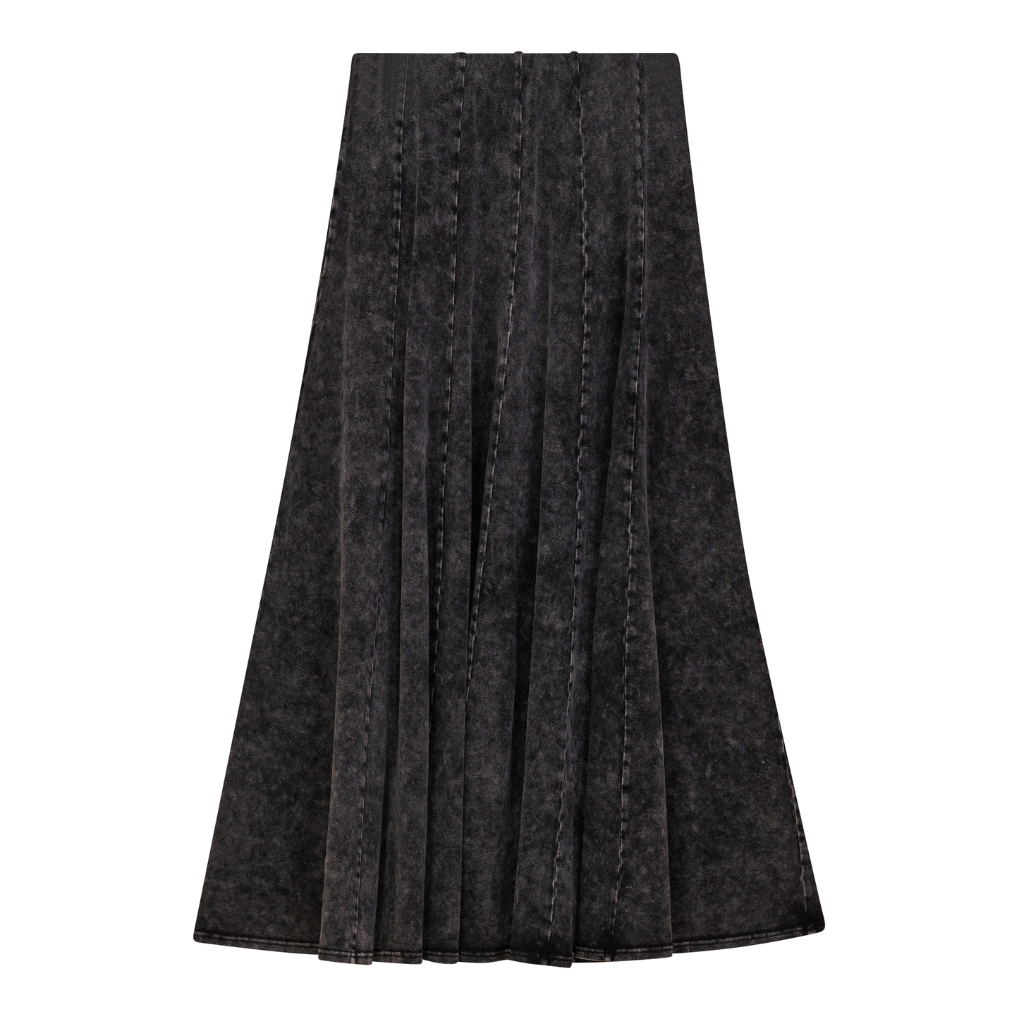 Mineral Wash Panel Midi Skirt Black Wash