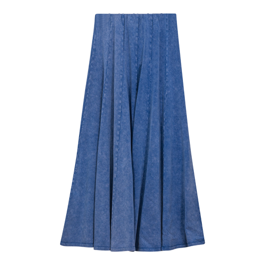 Mineral Wash Panel Midi Skirt Light Denim Wash