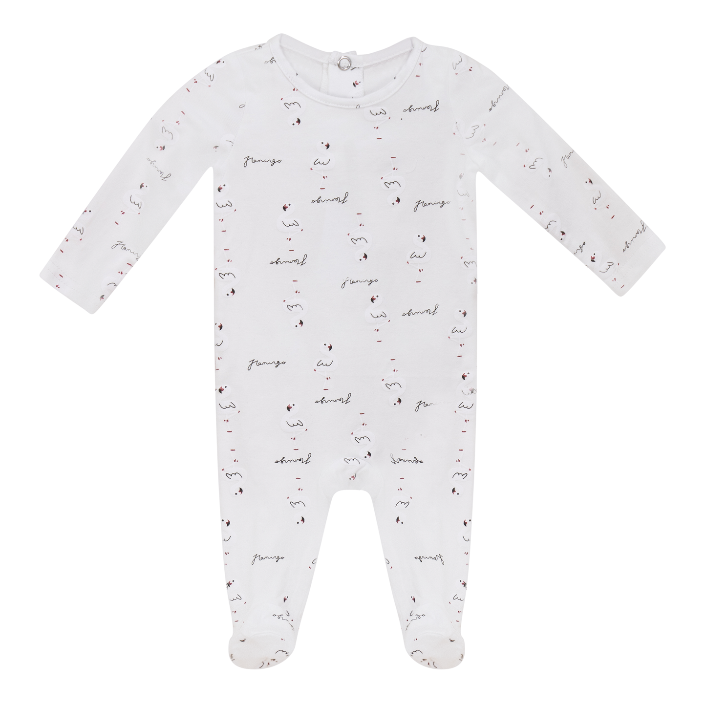 Flamingo Print Onesie White