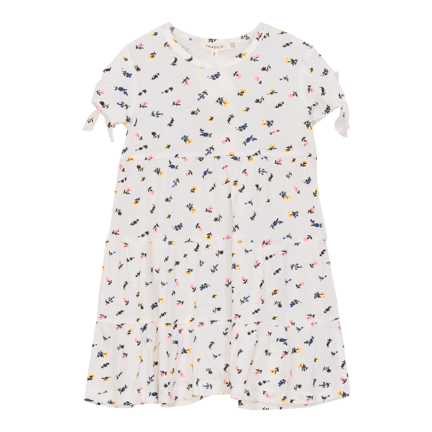 Multi Flower Print Dress White