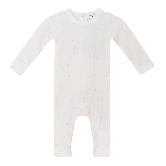 Clover Print Onesie White Sky Light