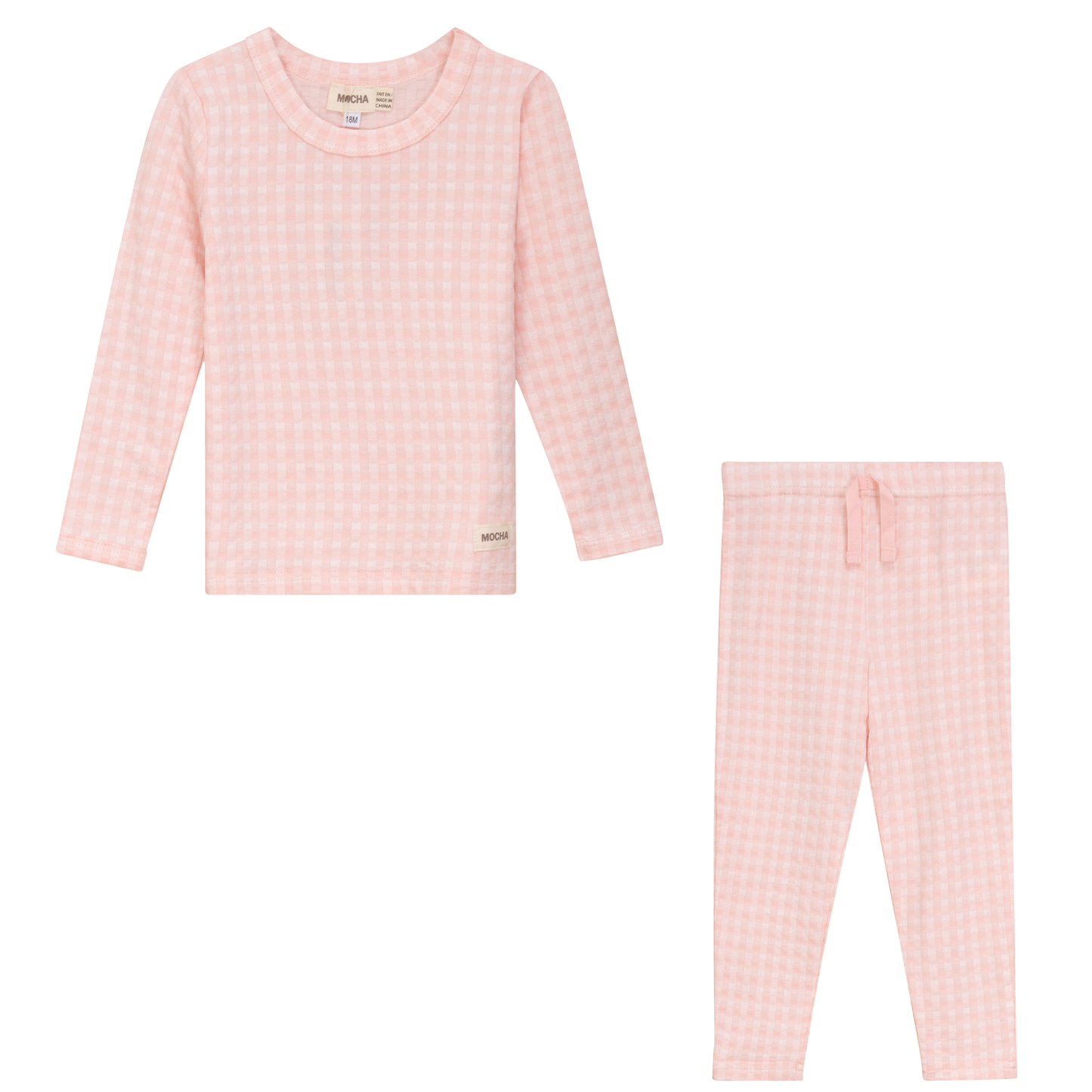 Plaid Stretch 2Pc Set Pink