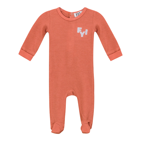 Waffle Square Textured Onesie Ginger 3 Months