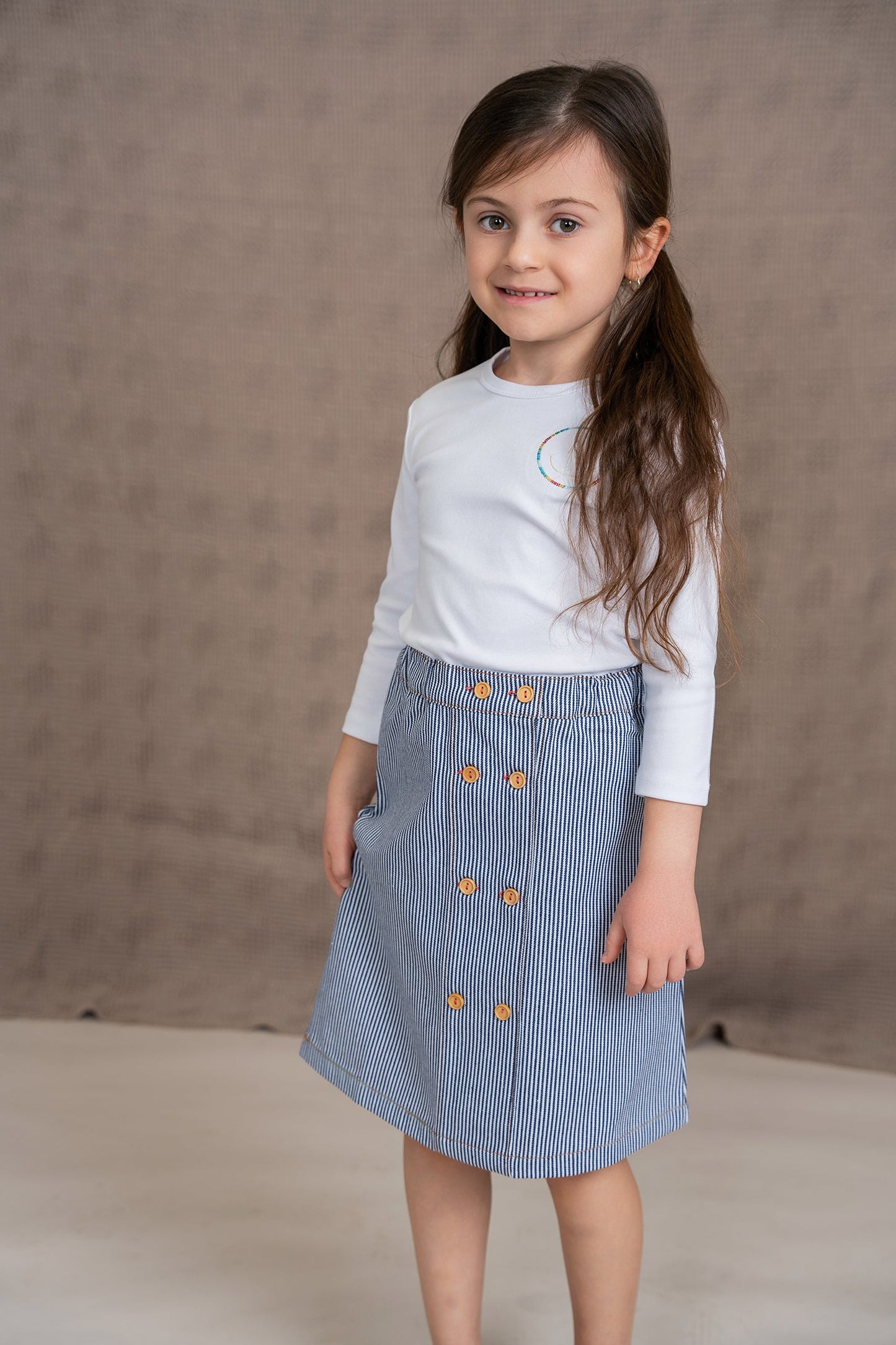 Stripe Woven Denim Skirt