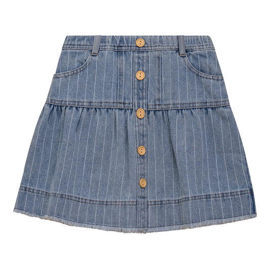 Striped Denim Skirt Light Denim