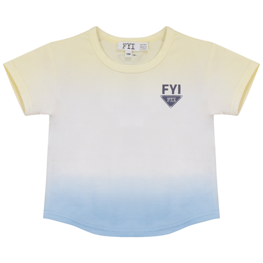 Dip Dye Tshirt Pale Yellow White Pale Denim