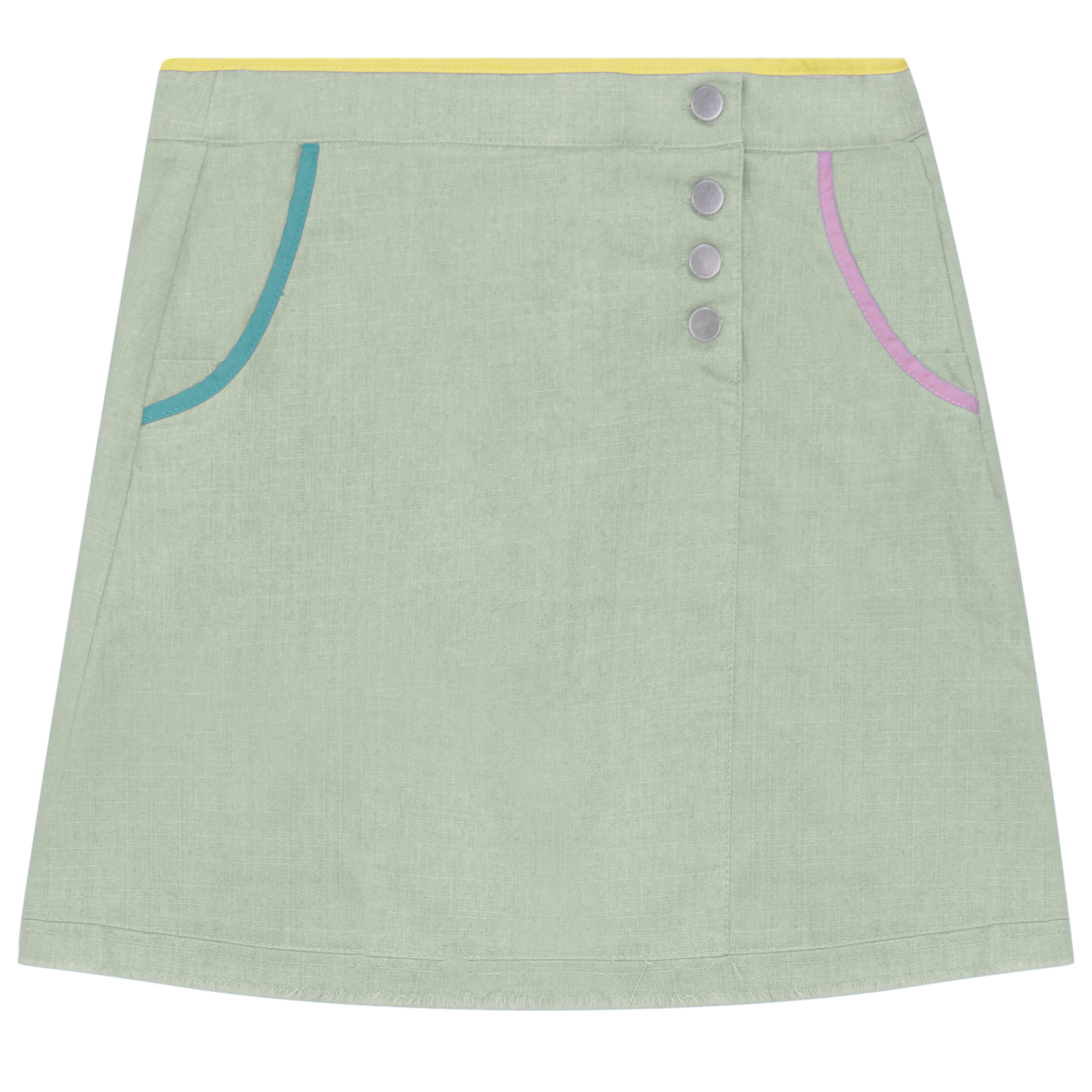 Woven Denim A-Line Skirt Sage