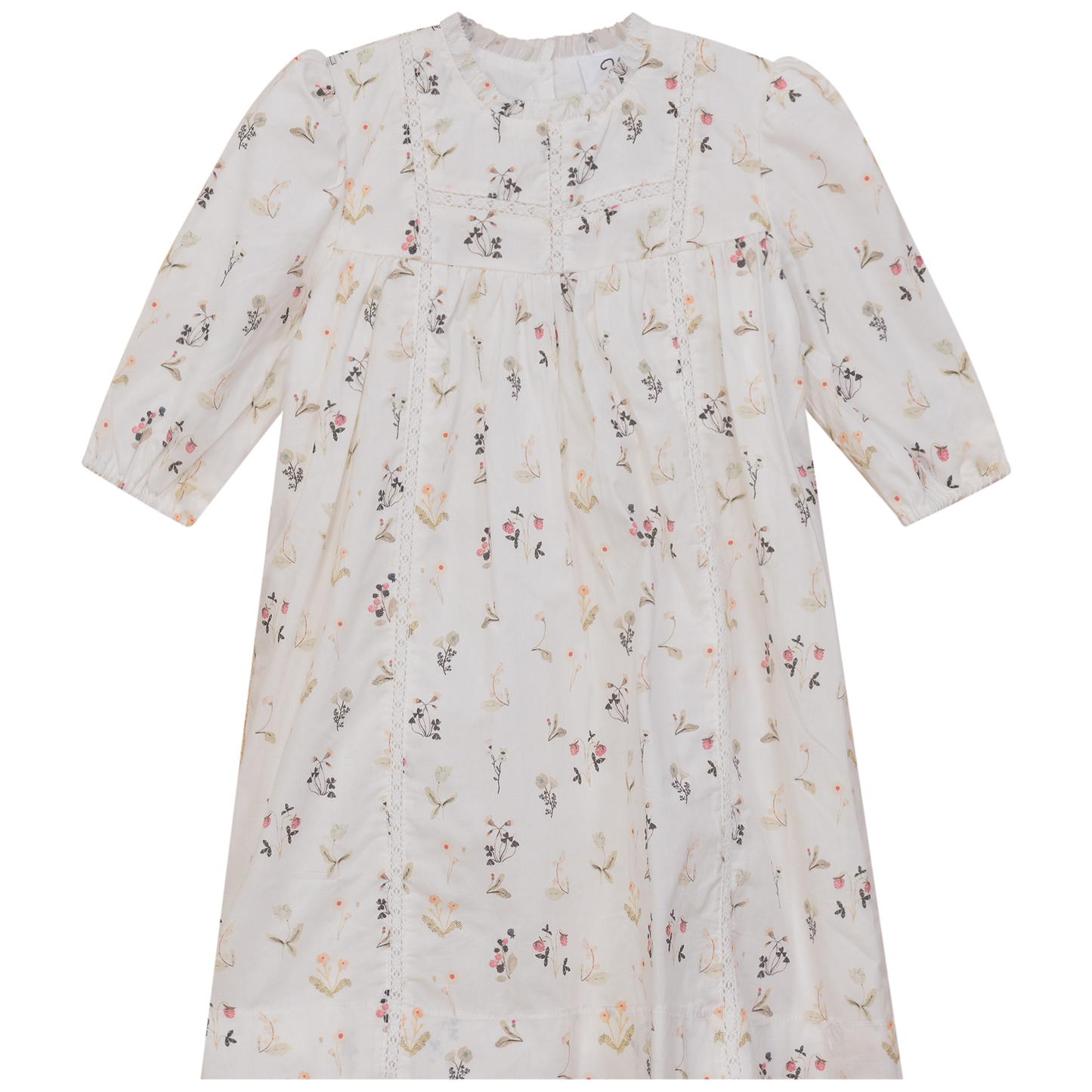 Lace Trim Flower Print Dress