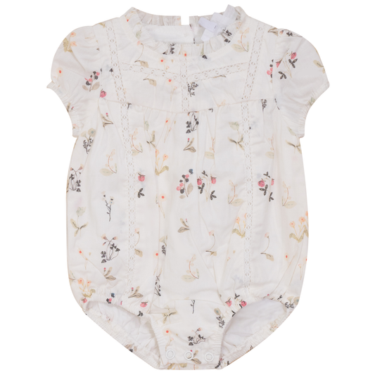 Flower Embroidered Bubble Off White