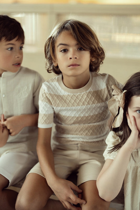 Honeycomb Stripe Knit Top