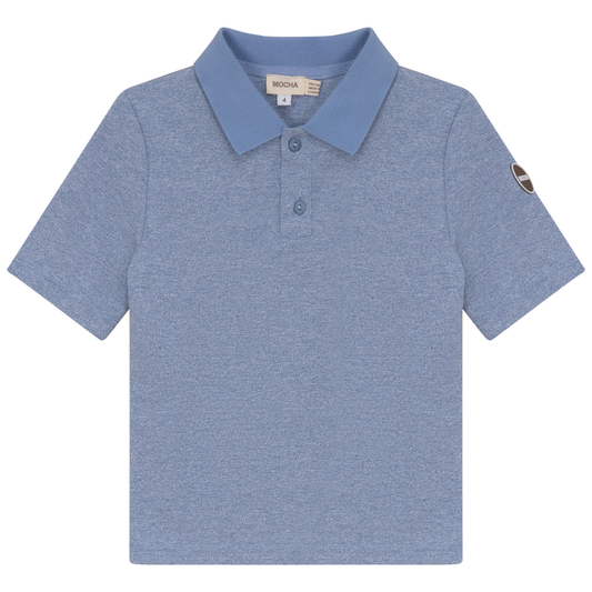 Woven Short Sleeve Polo Light Blue Mix