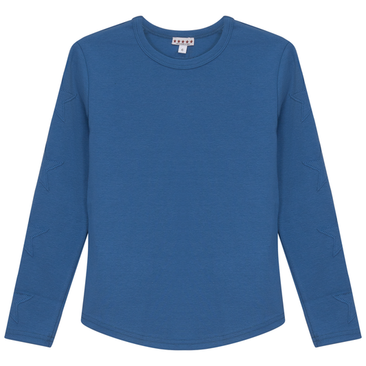 Stars Applique Rib Top Light Denim