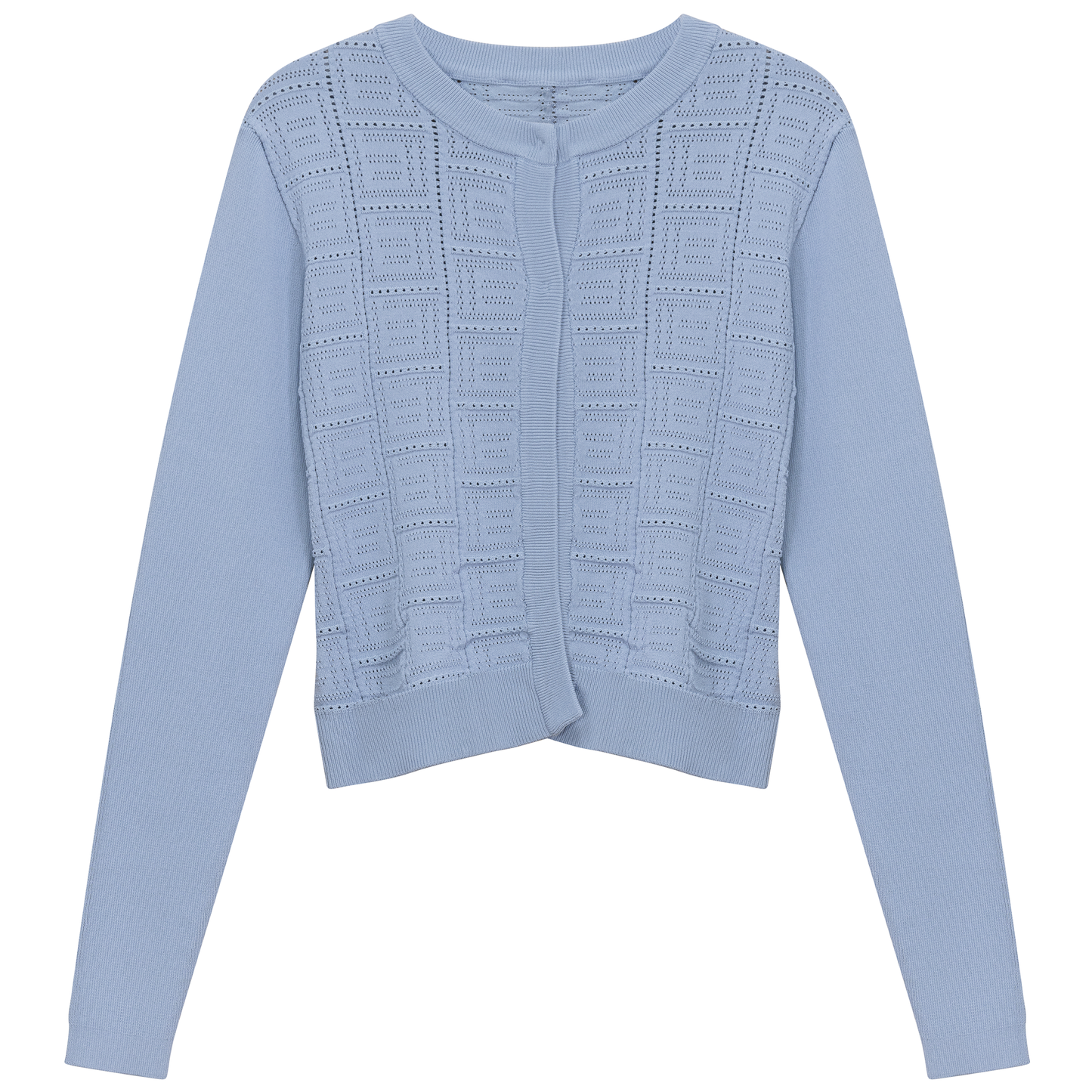 Pointelle Knit Crop Cardigan Blue